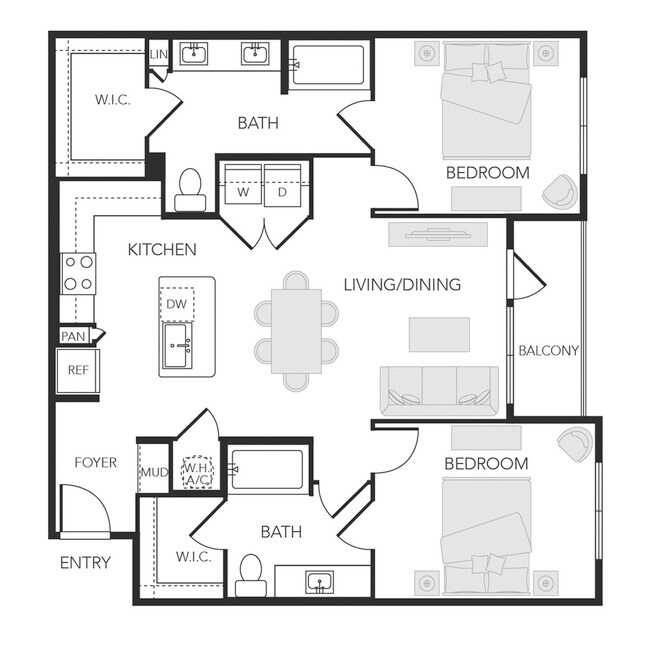 2 Beds • 2 Bath 05108 floor plan